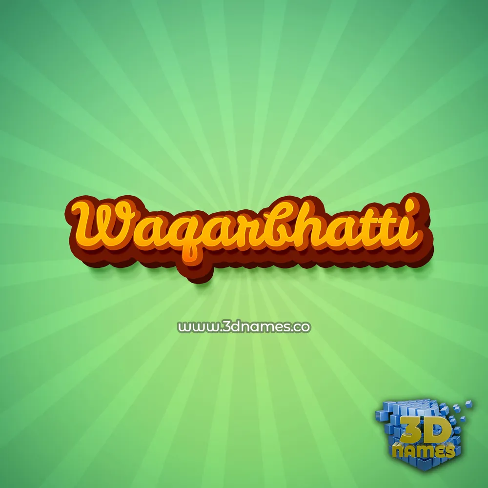 waqarbhatti in Green Rays style - 3D name wallpaper