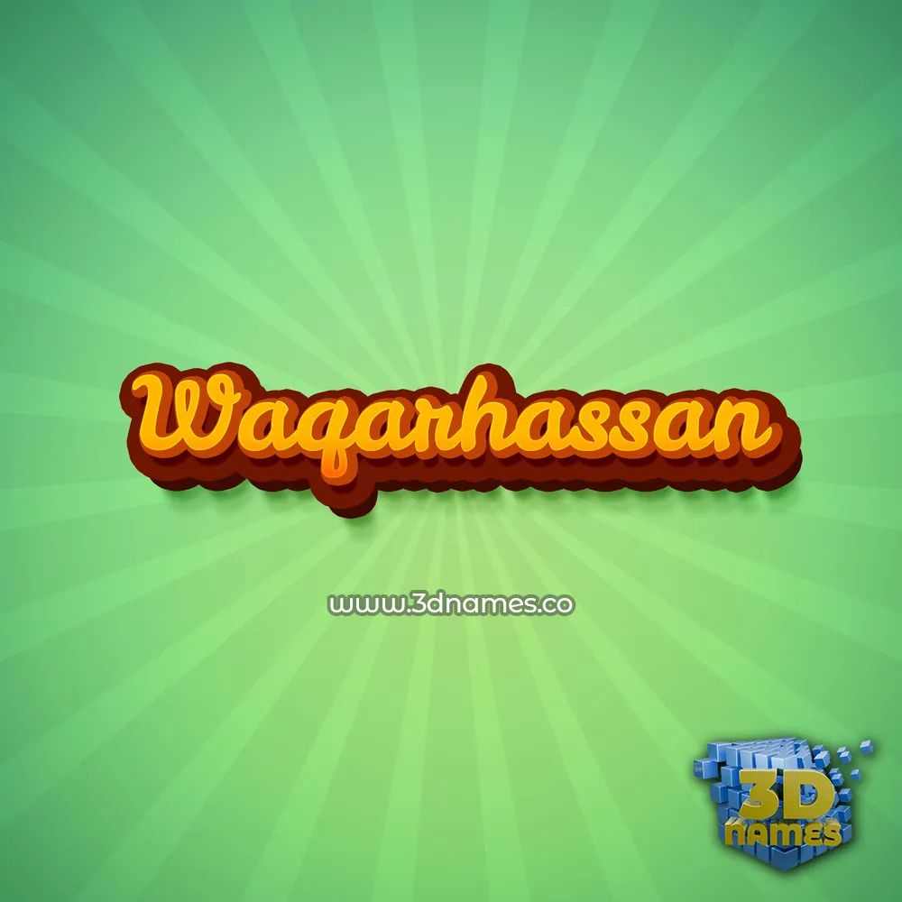 waqarhassan in Green Rays style - 3D name wallpaper