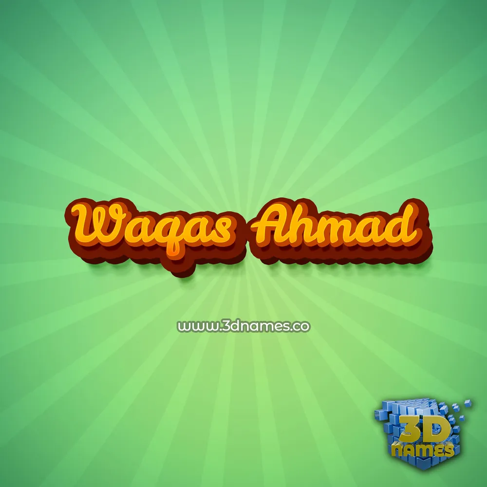 waqas ahmad in Green Rays style - 3D name wallpaper