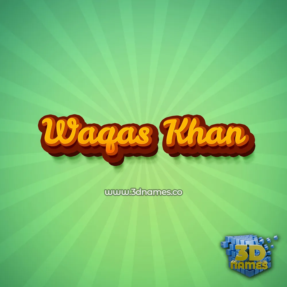 waqas khan in Green Rays style - 3D name wallpaper