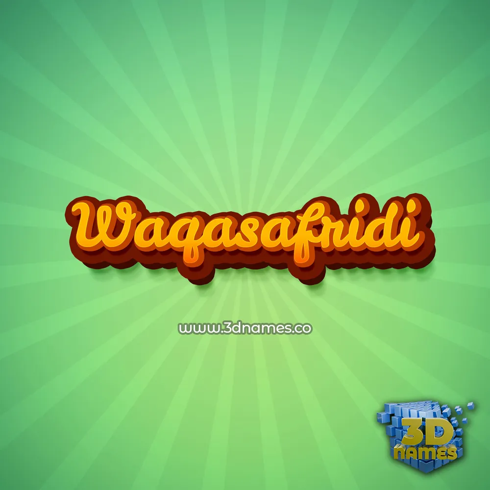 waqasafridi in Green Rays style - 3D name wallpaper