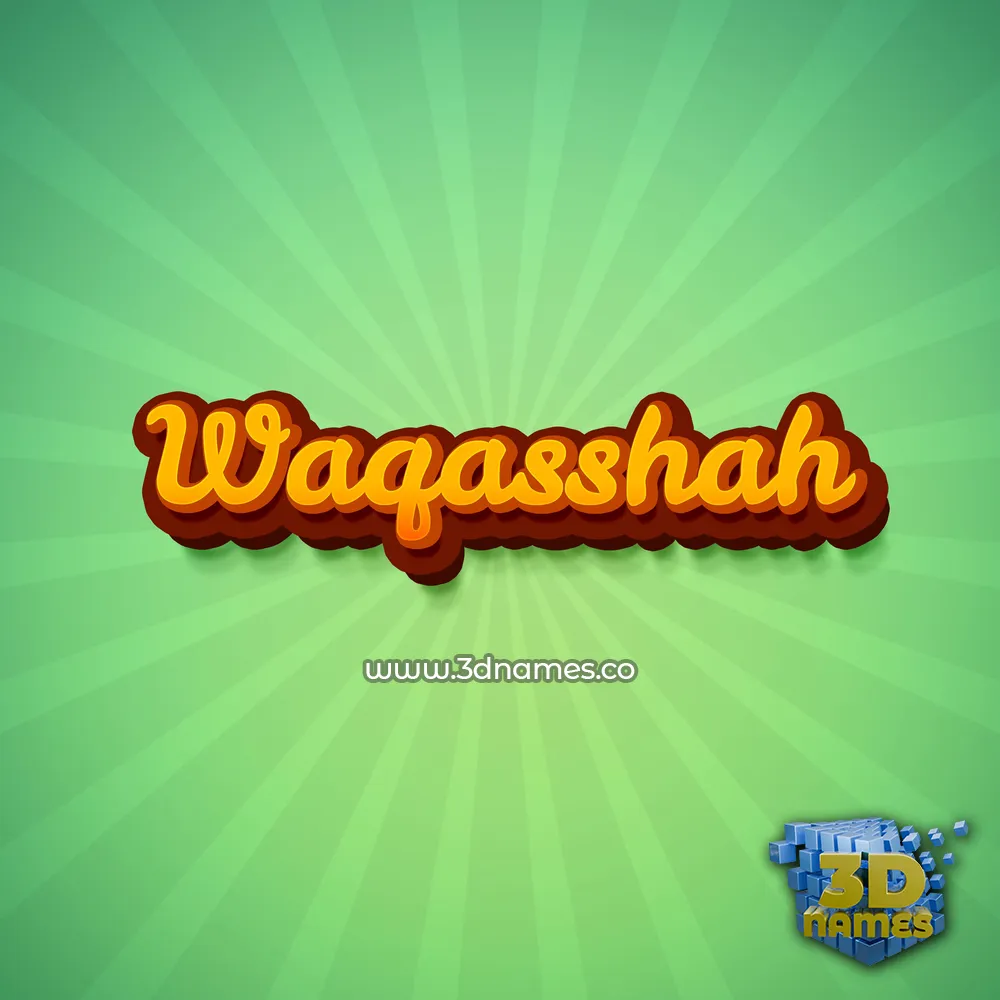 waqasshah in Green Rays style - 3D name wallpaper