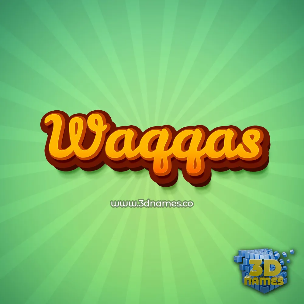 waqqas in Green Rays style - 3D name wallpaper
