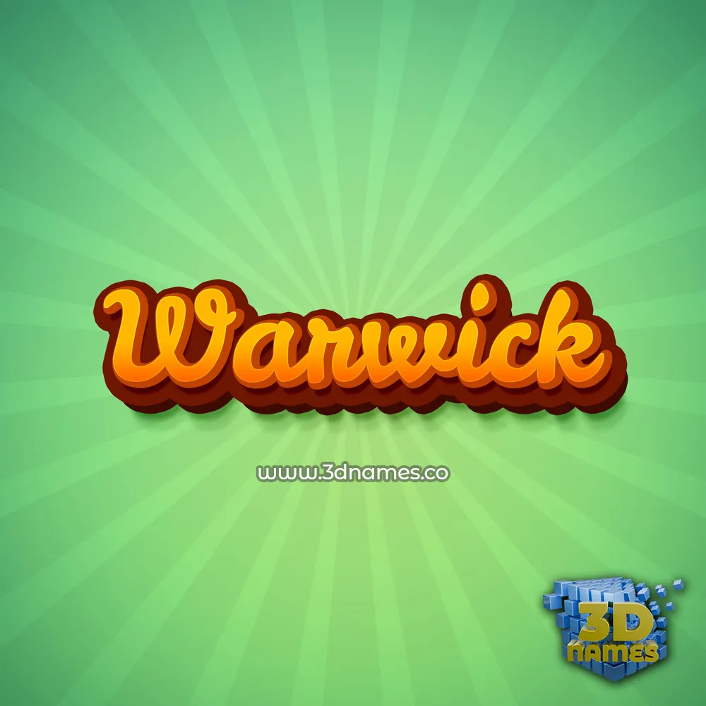 warwick in Green Rays style - 3D name wallpaper