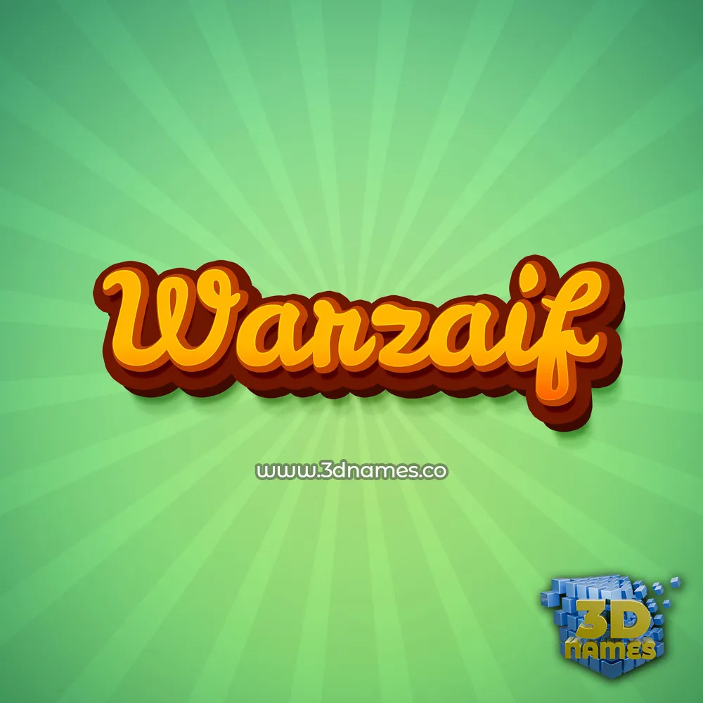 warzaif in Green Rays style - 3D name wallpaper