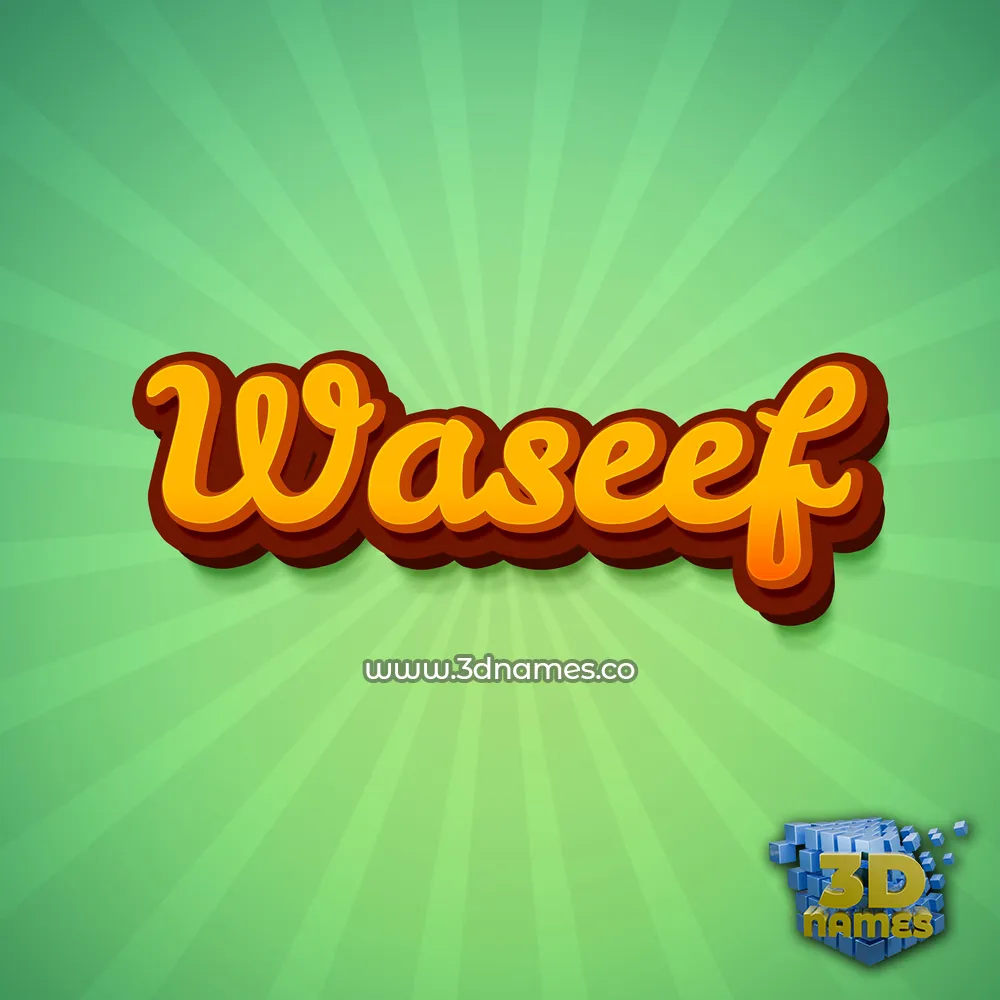 waseef in Green Rays style - 3D name wallpaper