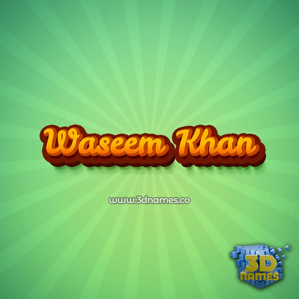 waseem khan in Green Rays style - 3D name wallpaper