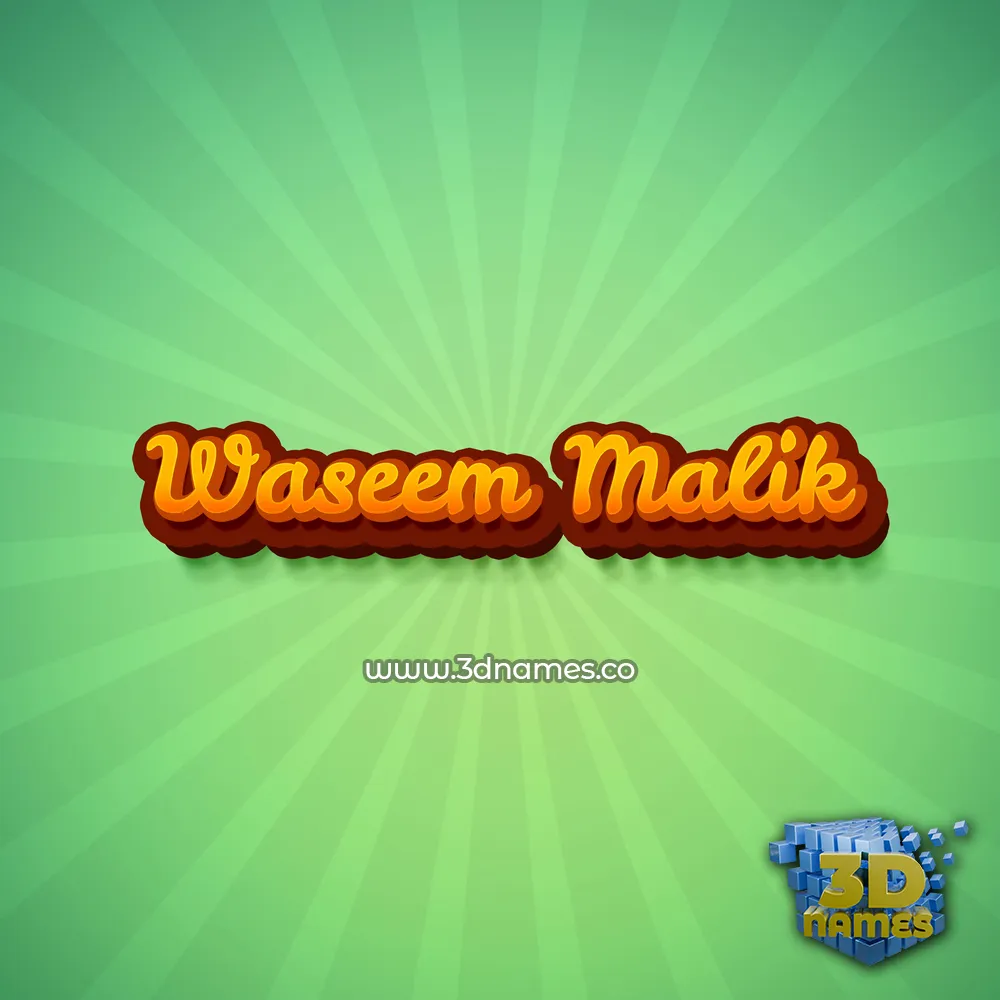 waseem malik in Green Rays style - 3D name wallpaper