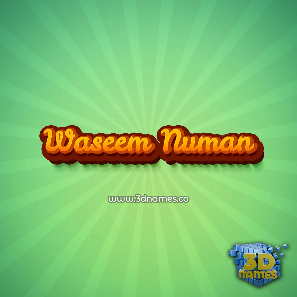 waseem numan in Green Rays style - 3D name wallpaper