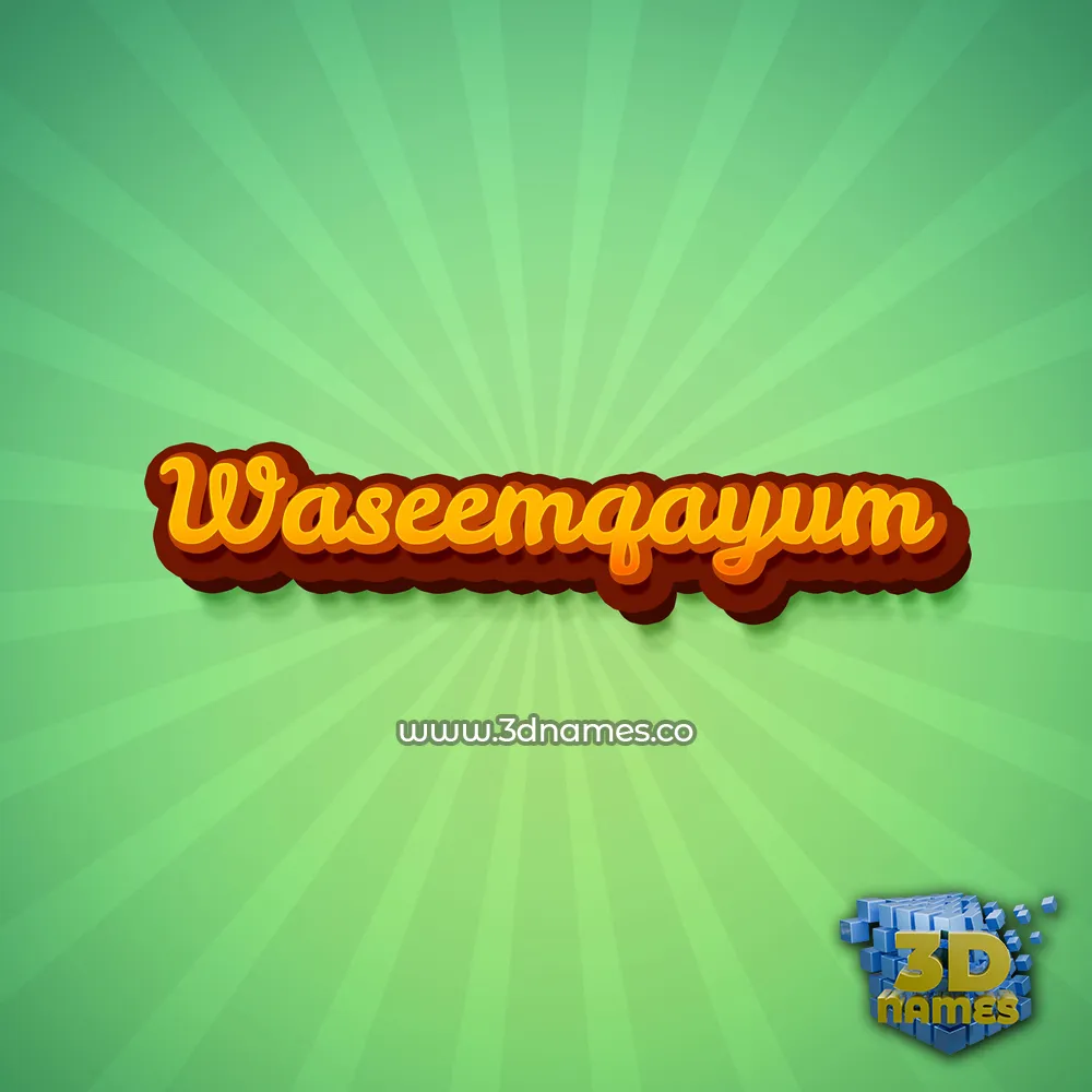 waseemqayum in Green Rays style - 3D name wallpaper