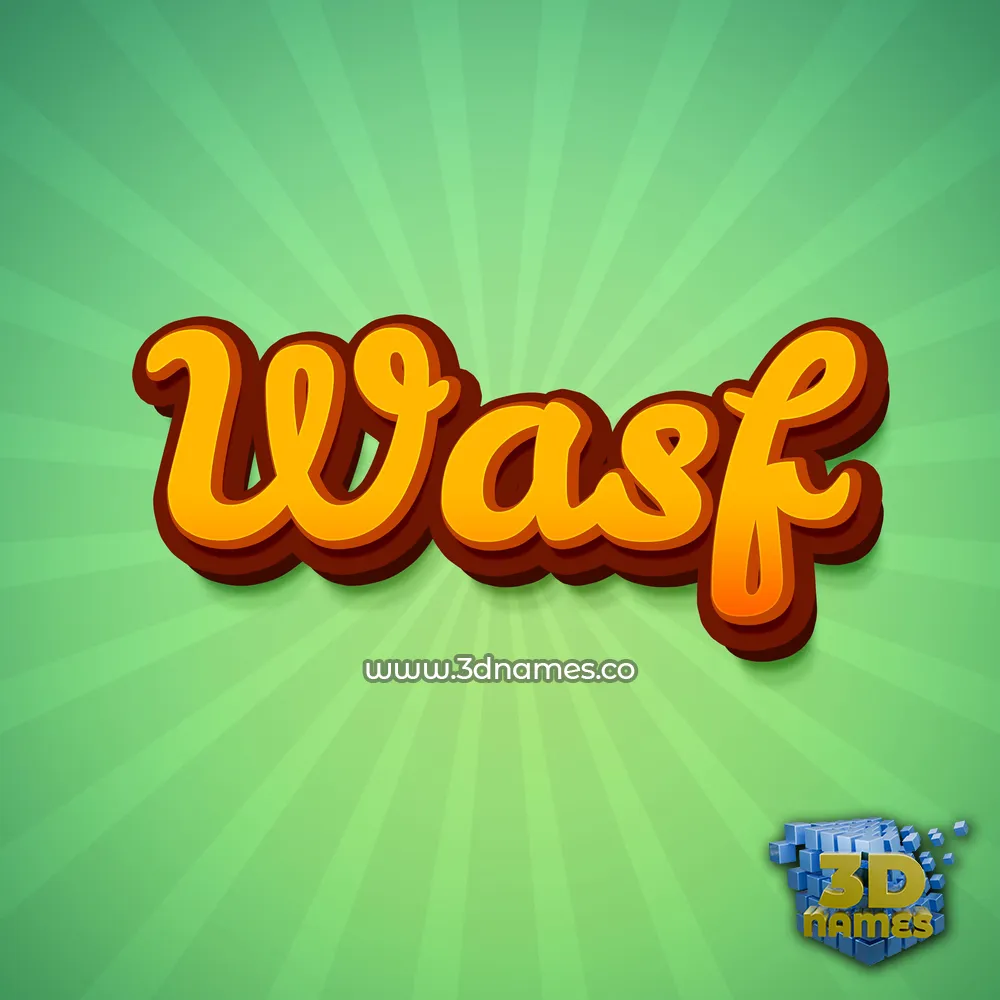 wasf in Green Rays style - 3D name wallpaper