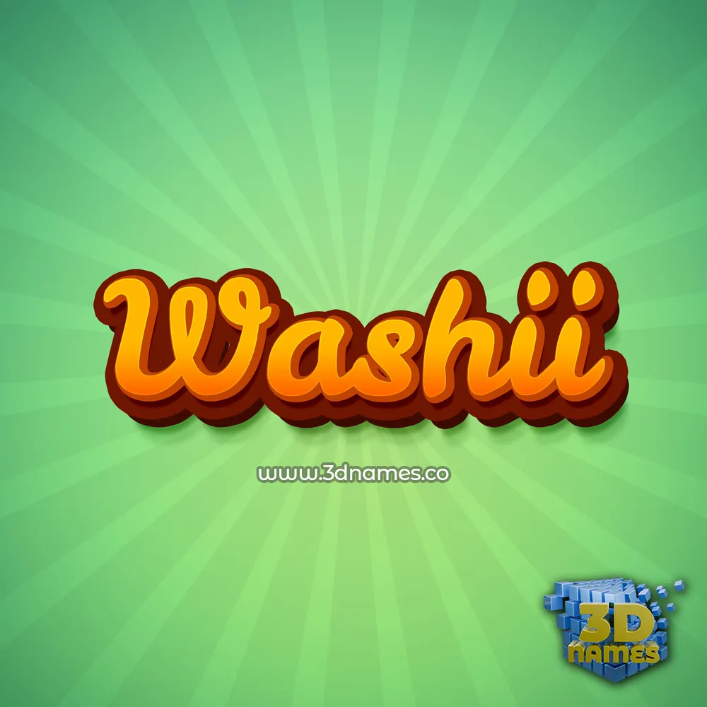 washii in Green Rays style - 3D name wallpaper