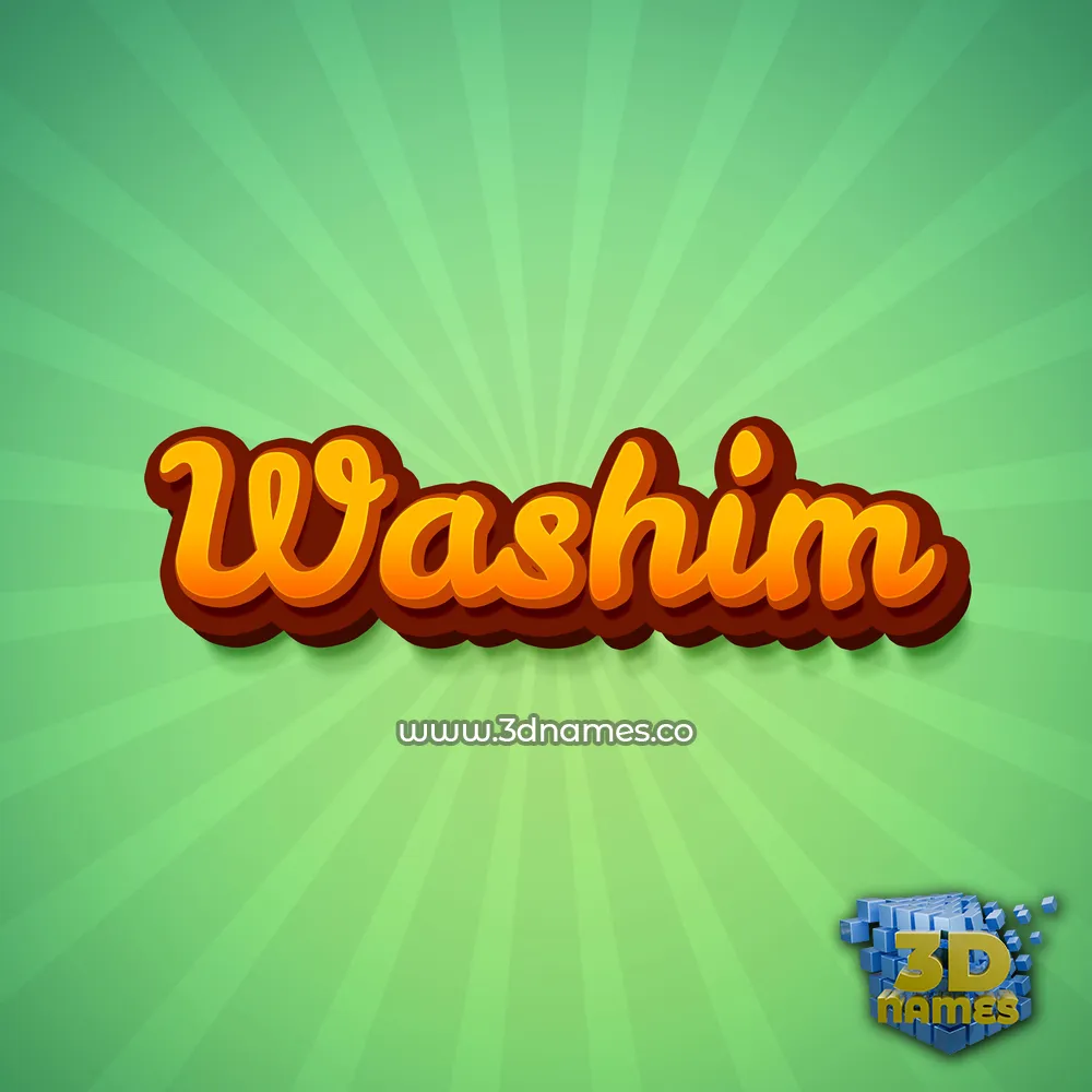 washim in Green Rays style - 3D name wallpaper