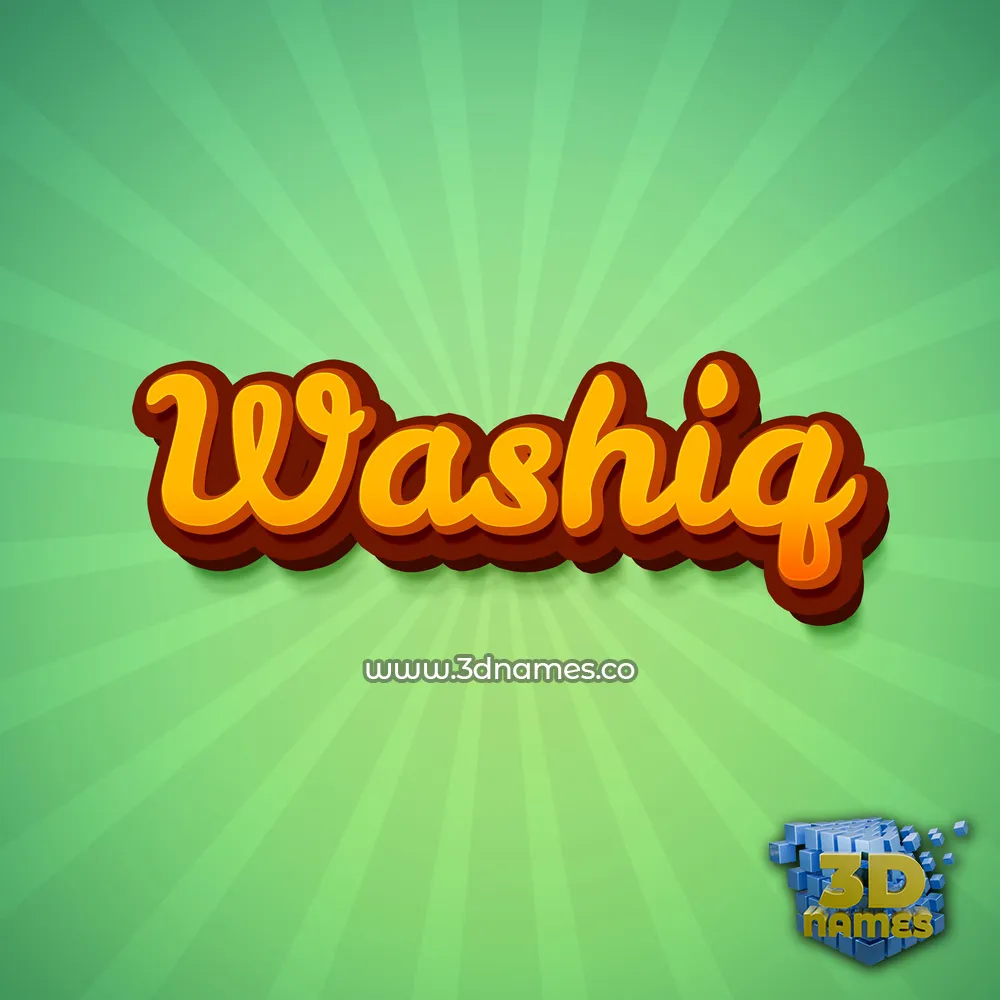 washiq in Green Rays style - 3D name wallpaper