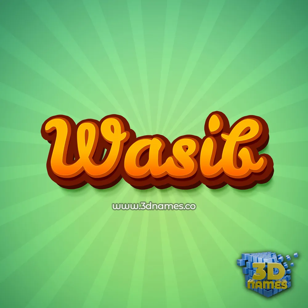 wasib in Green Rays style - 3D name wallpaper