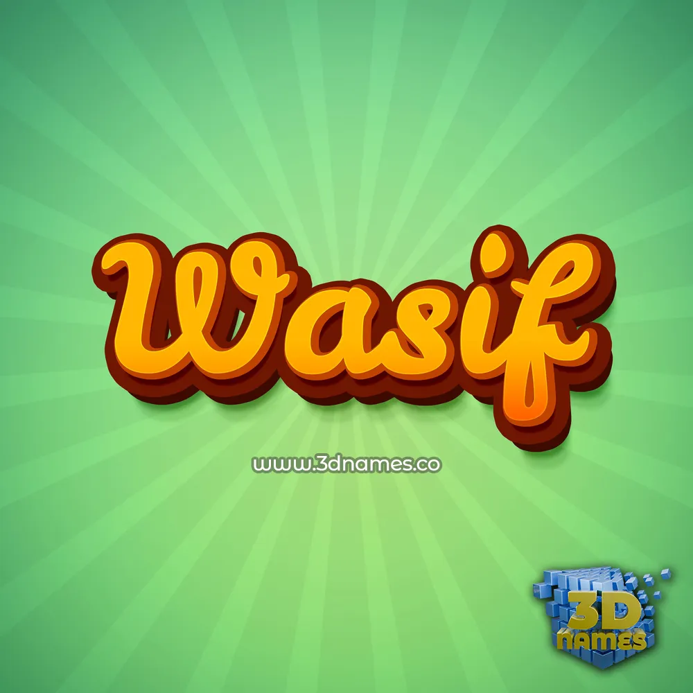 wasif in Green Rays style - 3D name wallpaper