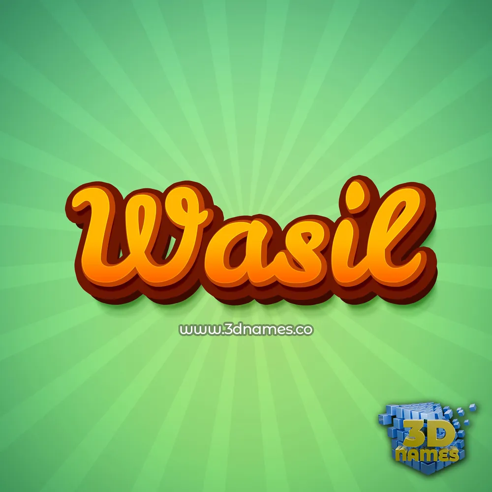 wasil in Green Rays style - 3D name wallpaper