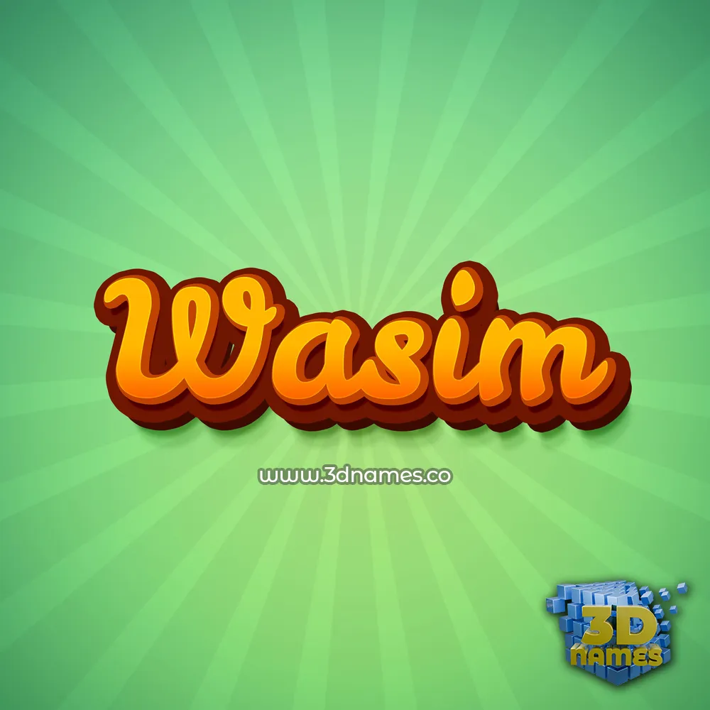 wasim in Green Rays style - 3D name wallpaper
