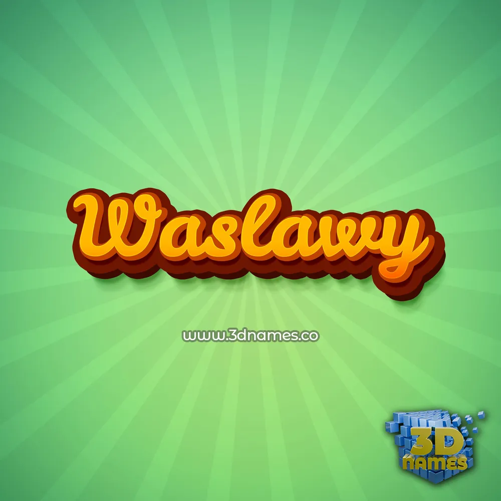 waslawy in Green Rays style - 3D name wallpaper