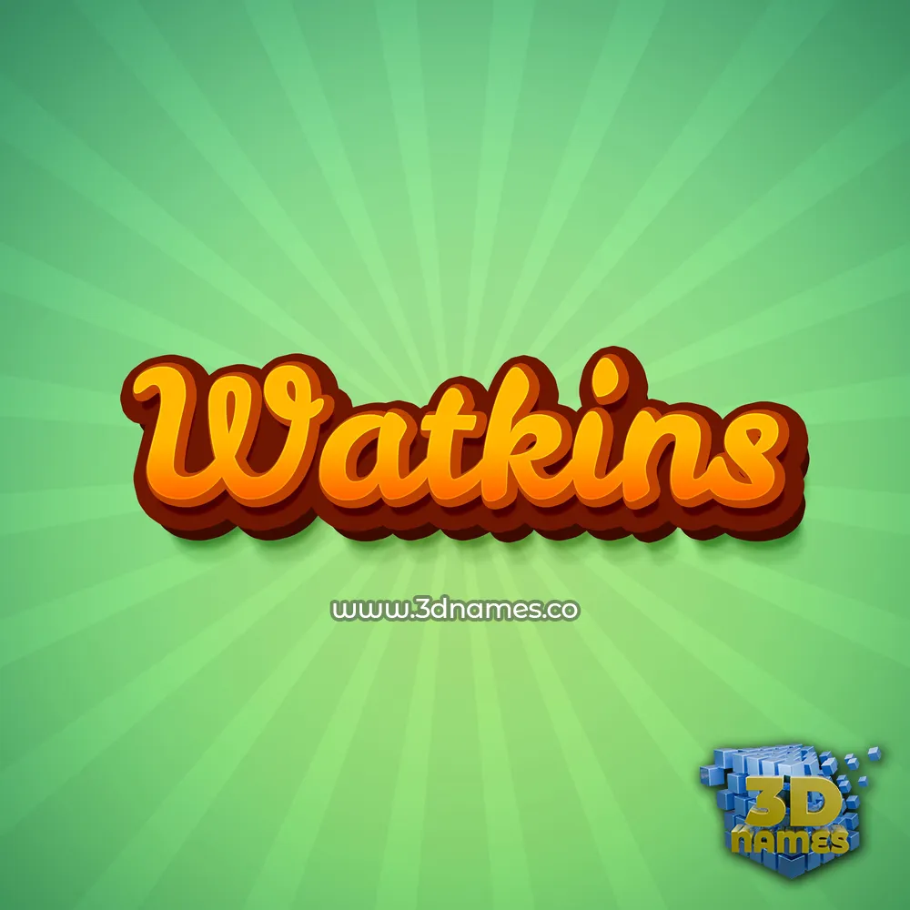 watkins in Green Rays style - 3D name wallpaper