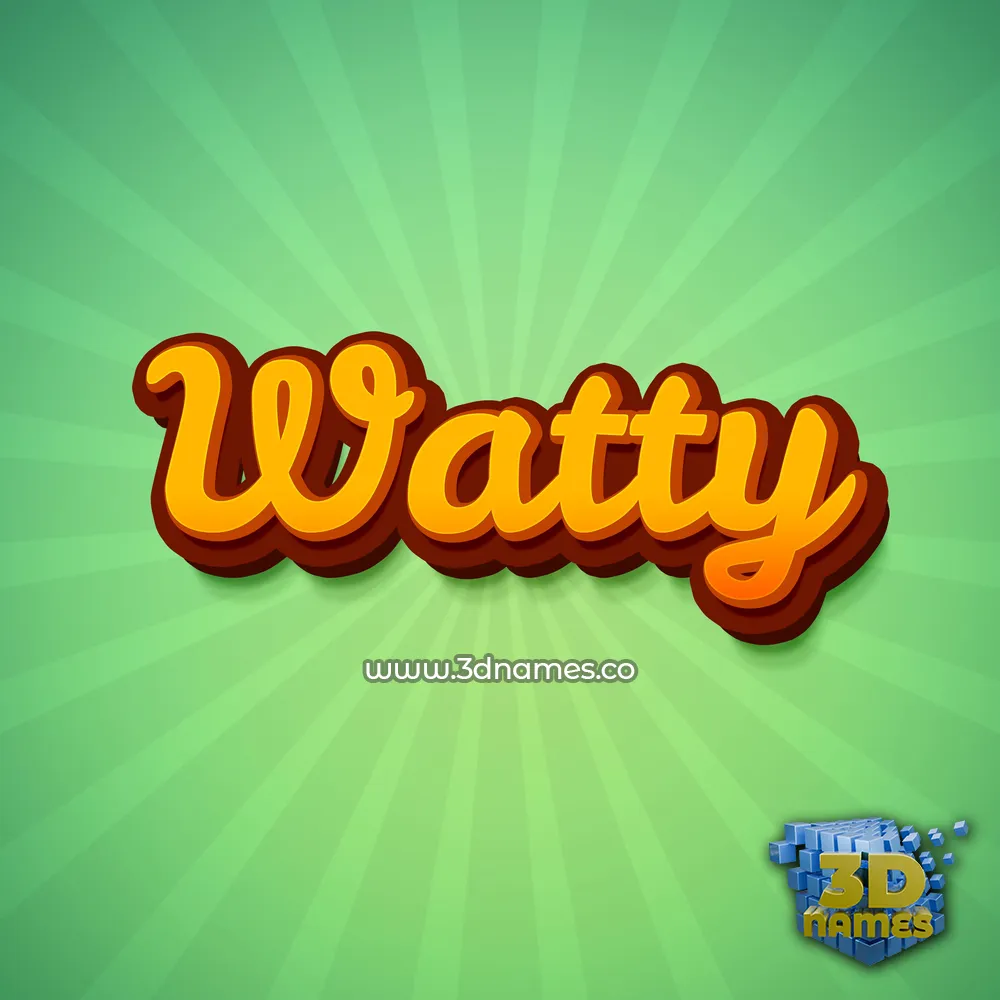 watty in Green Rays style - 3D name wallpaper