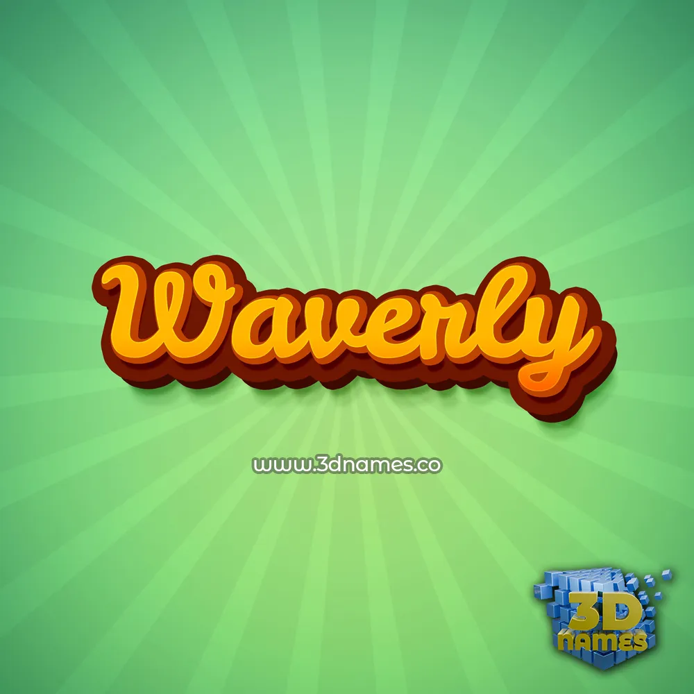 waverly in Green Rays style - 3D name wallpaper