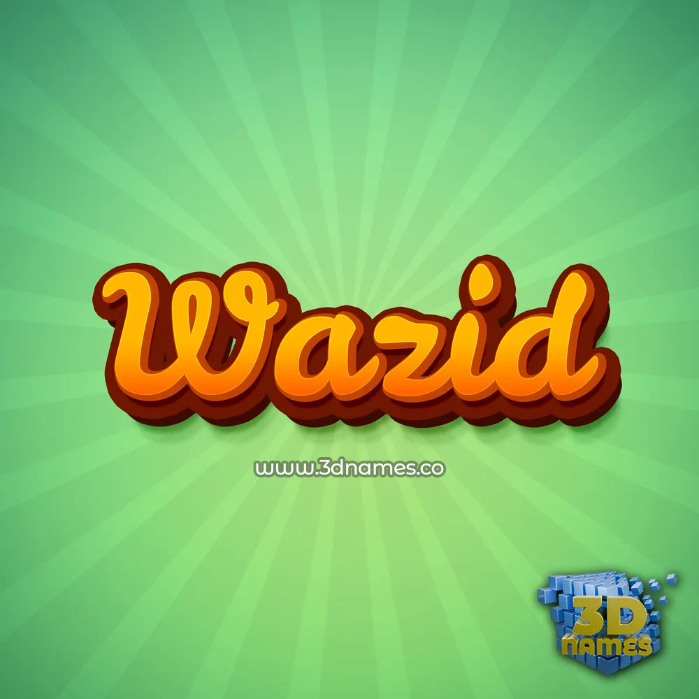 wazid in Green Rays style - 3D name wallpaper