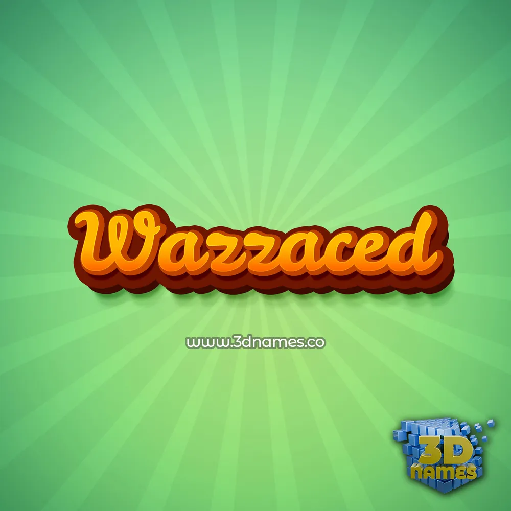 wazzaced in Green Rays style - 3D name wallpaper