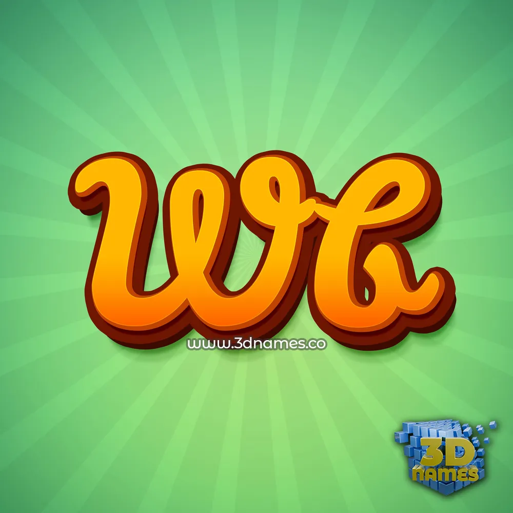 wb in Green Rays style - 3D name wallpaper