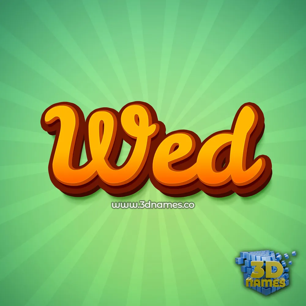 wed in Green Rays style - 3D name wallpaper