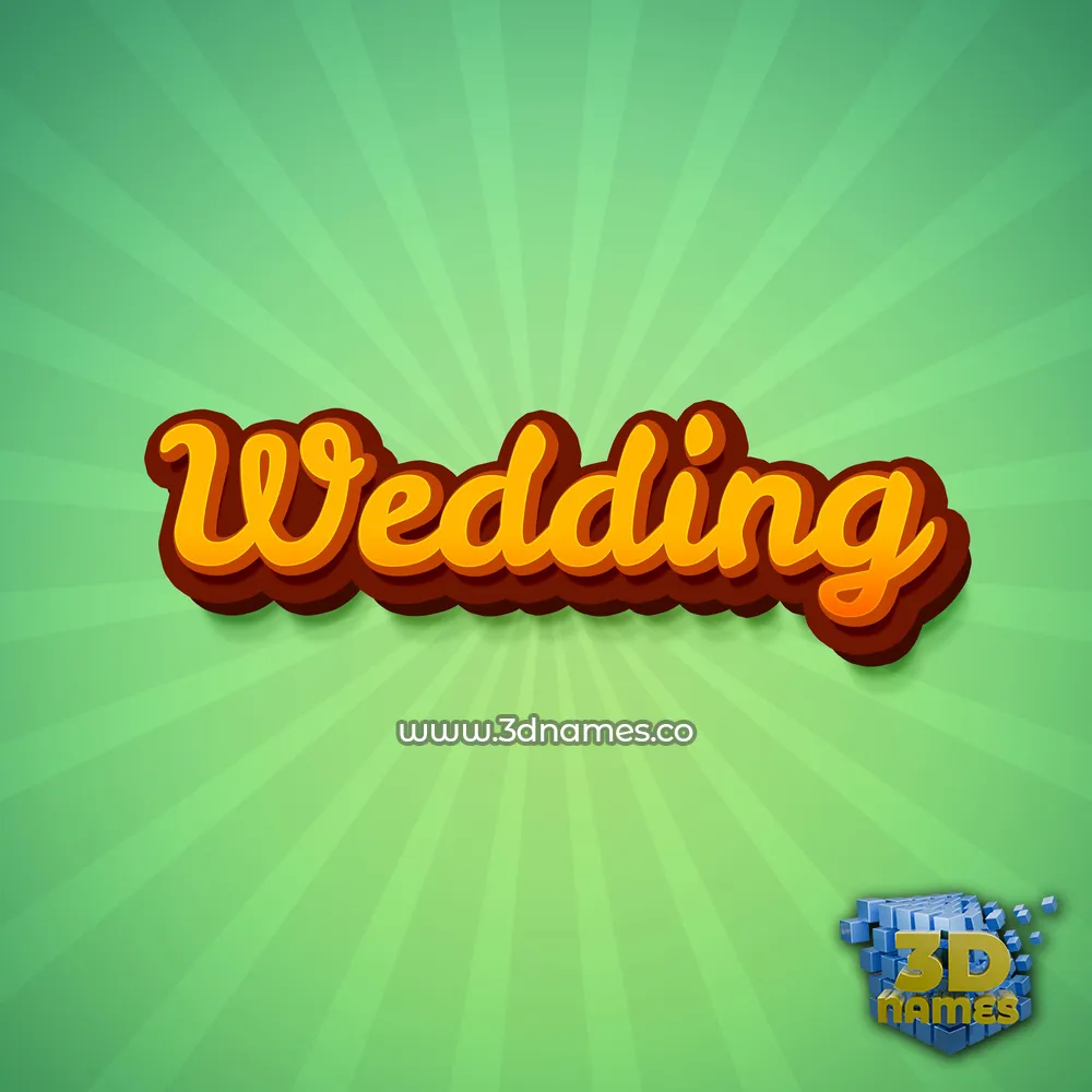 wedding in Green Rays style - 3D name wallpaper