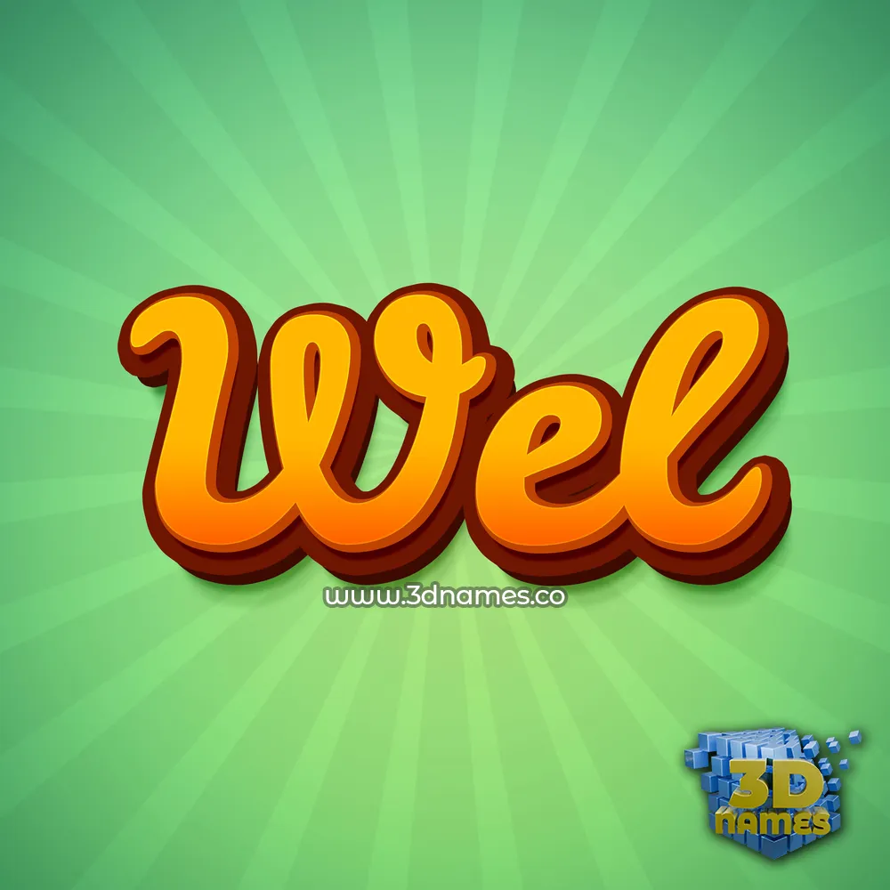 wel in Green Rays style - 3D name wallpaper
