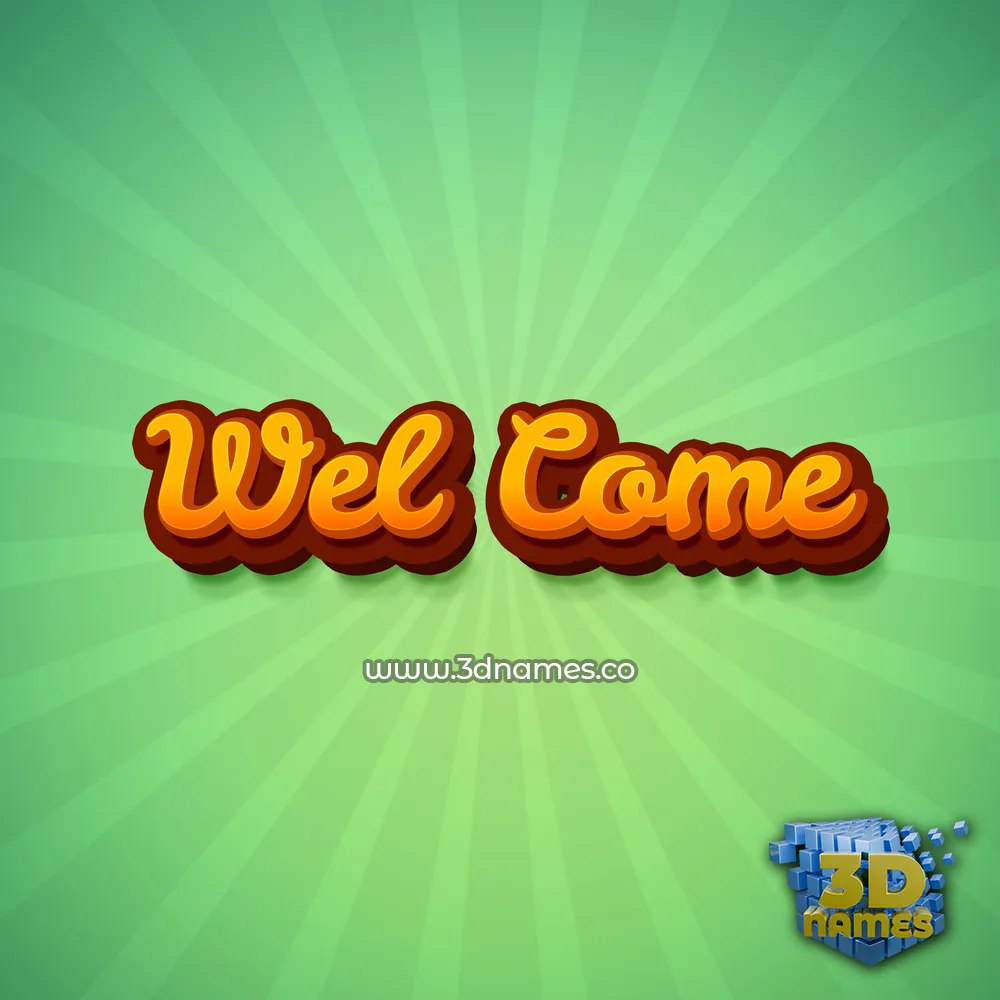 wel come in Green Rays style - 3D name wallpaper
