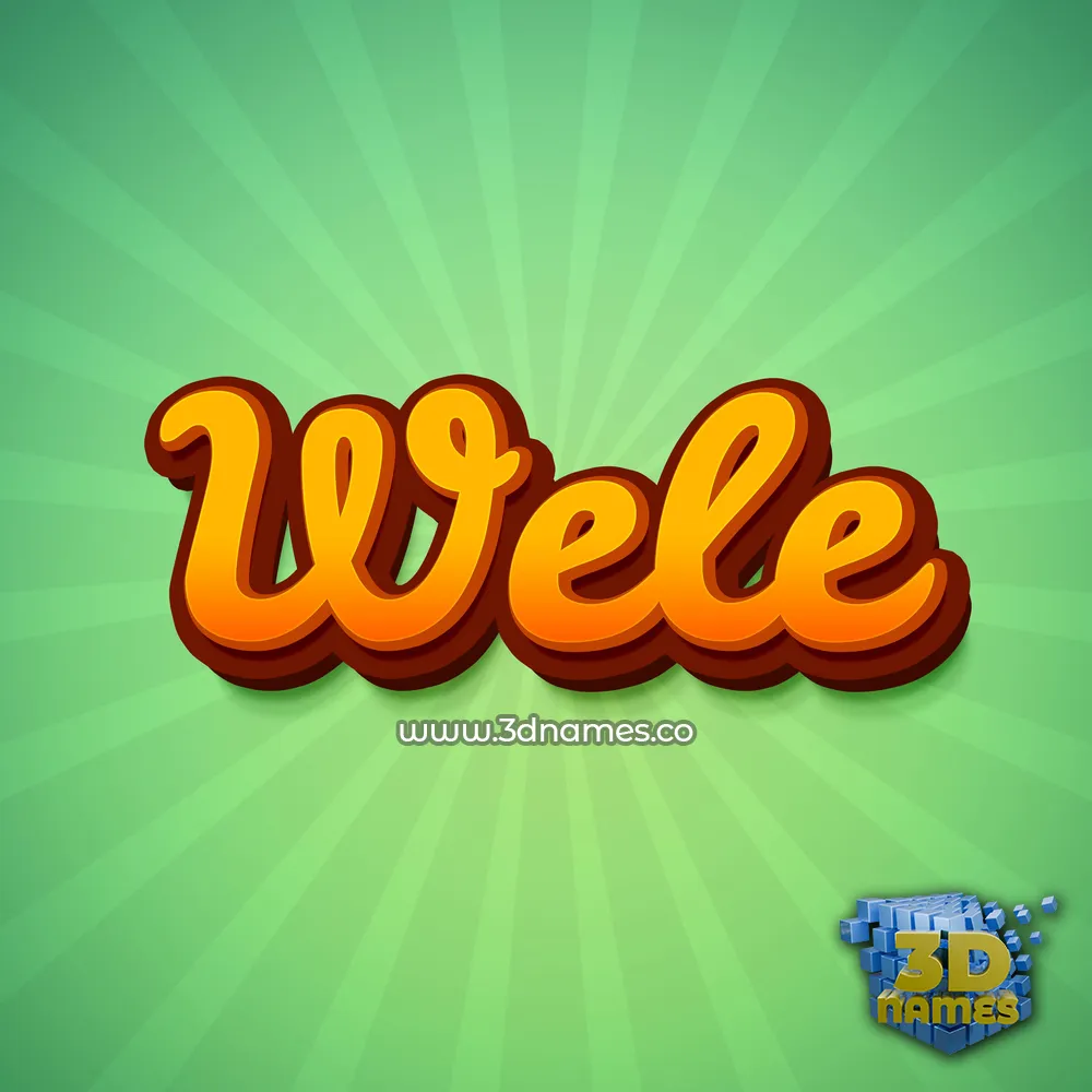 wele in Green Rays style - 3D name wallpaper