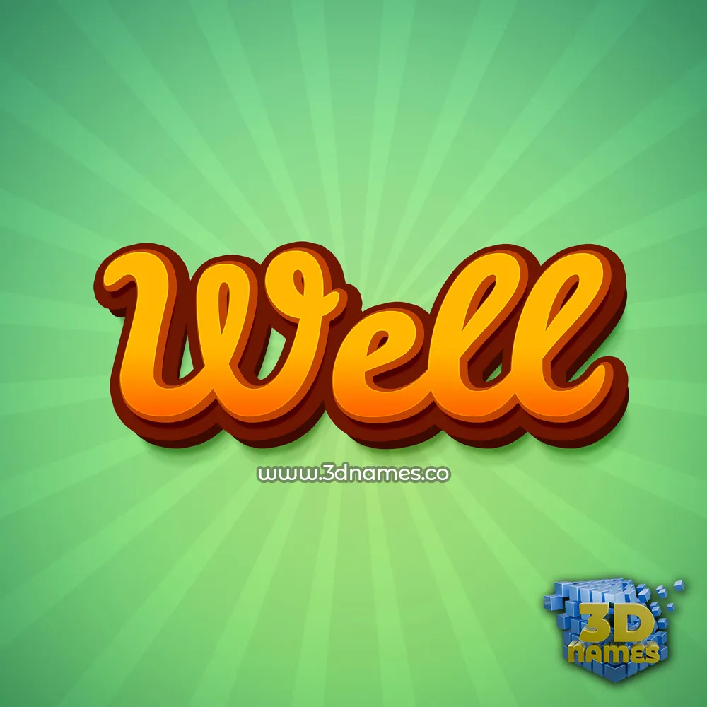 well in Green Rays style - 3D name wallpaper