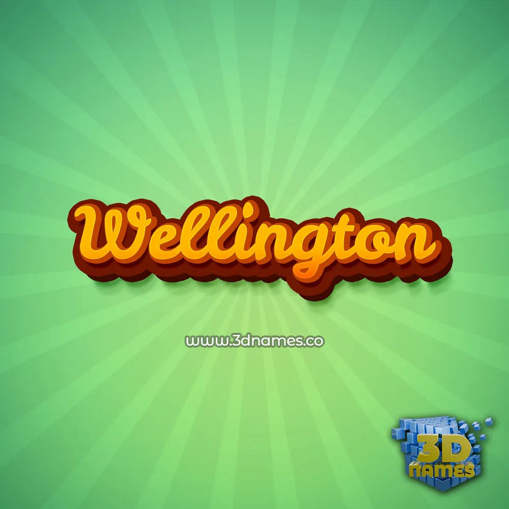 wellington in Green Rays style - 3D name wallpaper