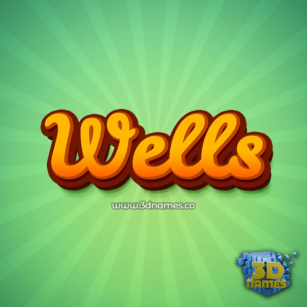 wells in Green Rays style - 3D name wallpaper