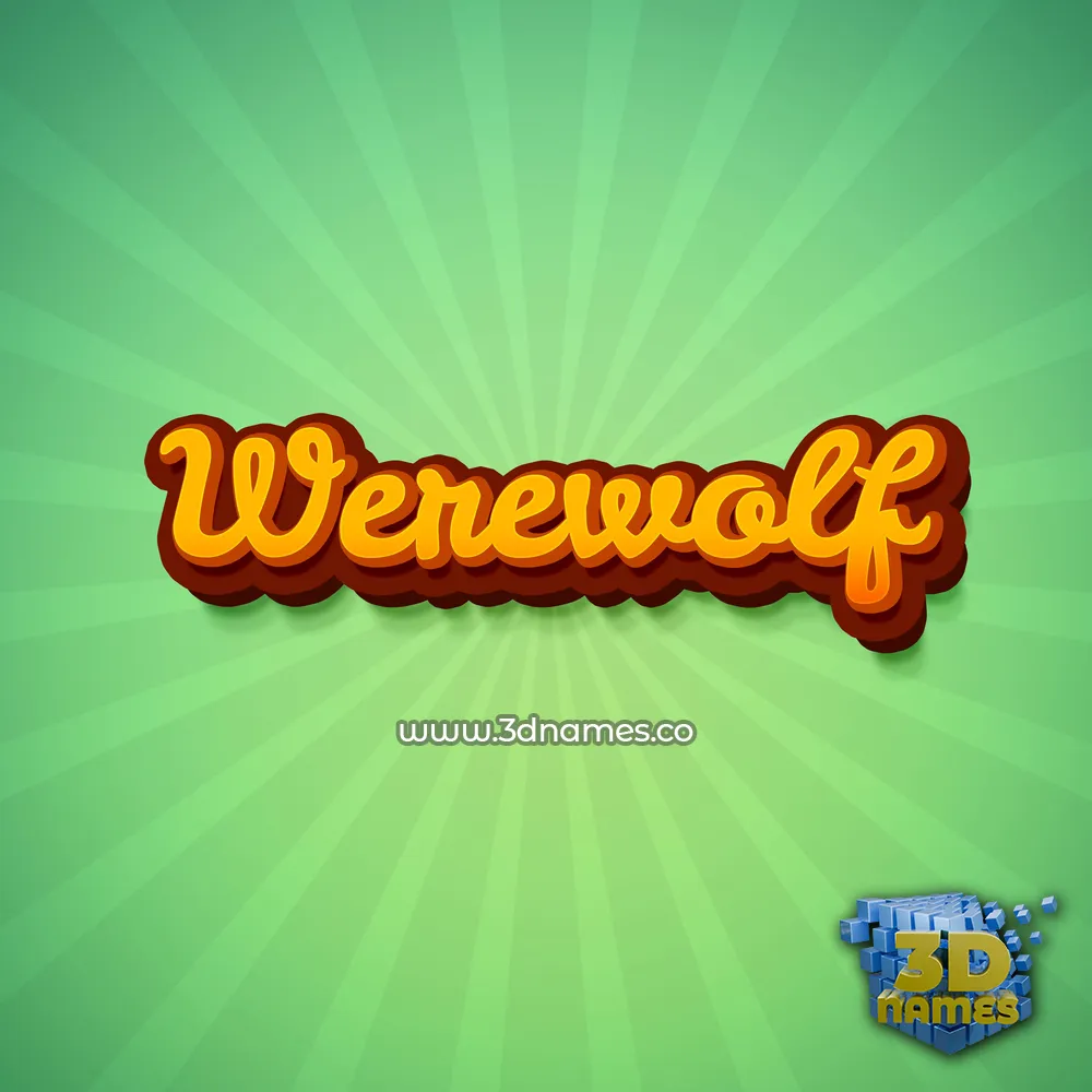 werewolf in Green Rays style - 3D name wallpaper