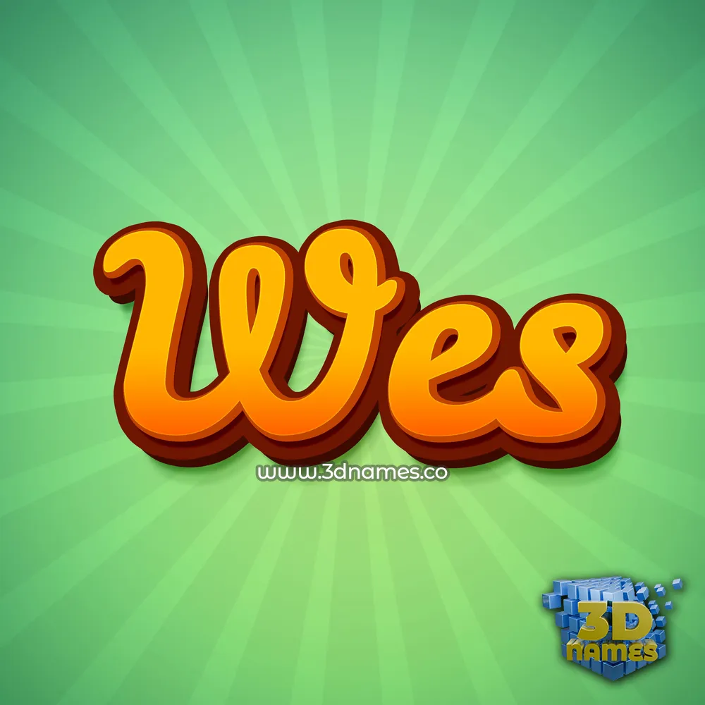 wes in Green Rays style - 3D name wallpaper