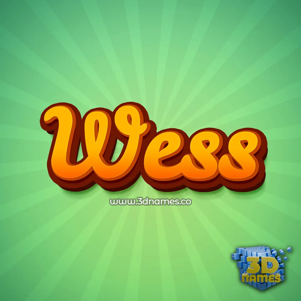wess in Green Rays style - 3D name wallpaper