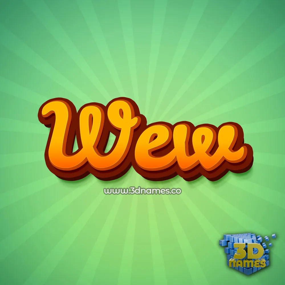 wew in Green Rays style - 3D name wallpaper