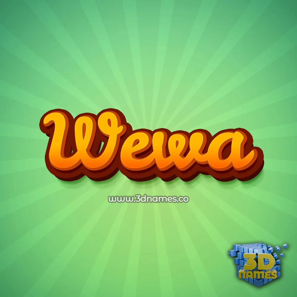 wewa in Green Rays style - 3D name wallpaper