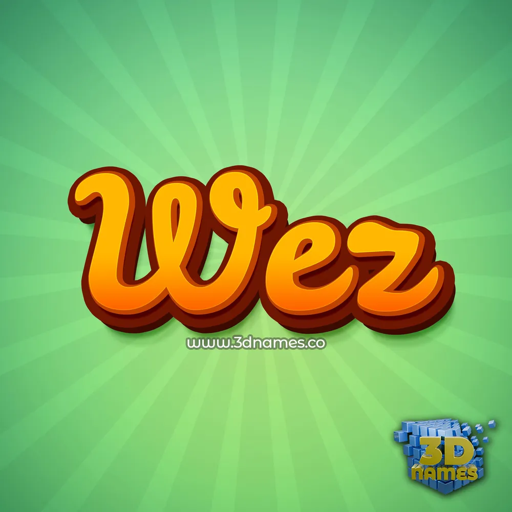 wez in Green Rays style - 3D name wallpaper