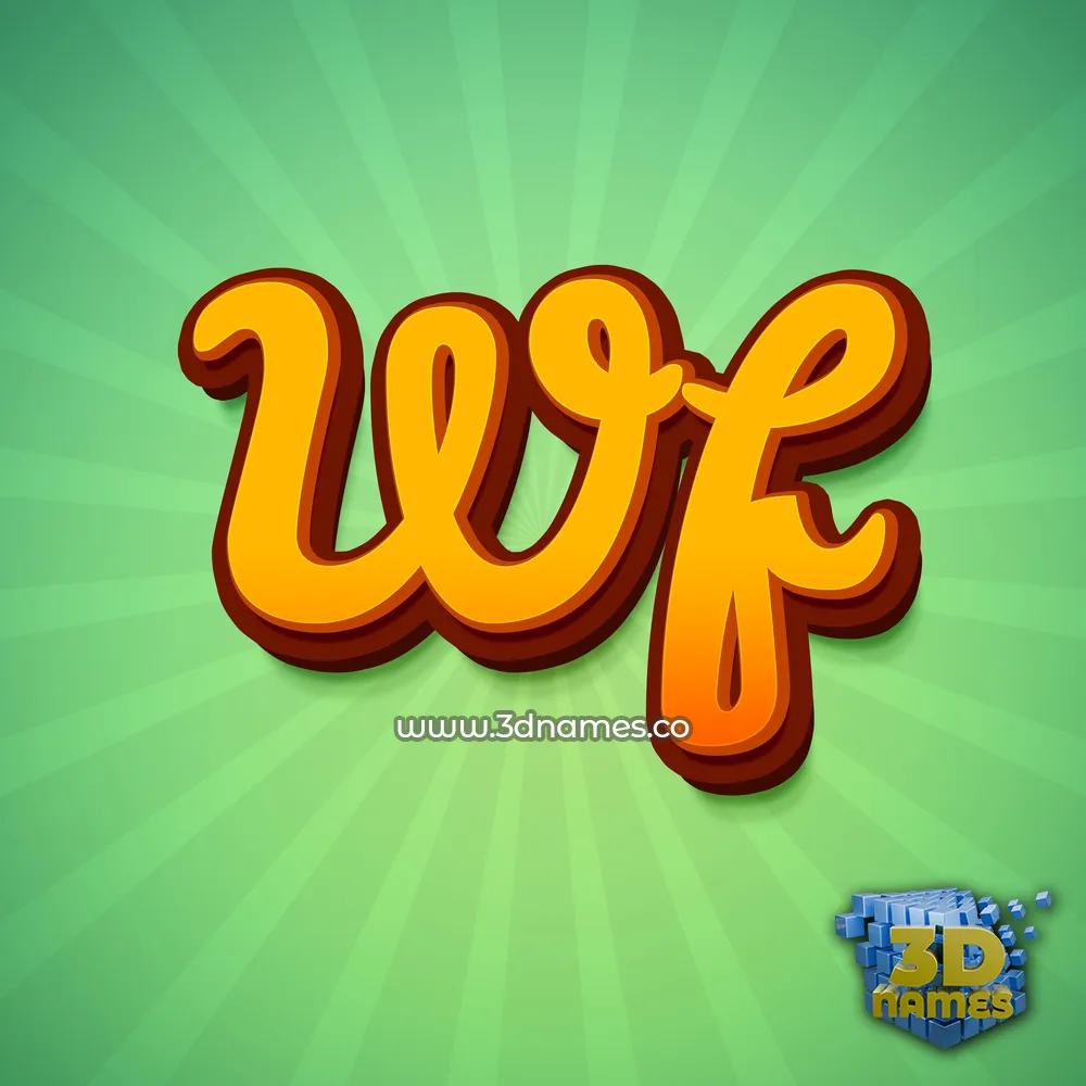 wf in Green Rays style - 3D name wallpaper