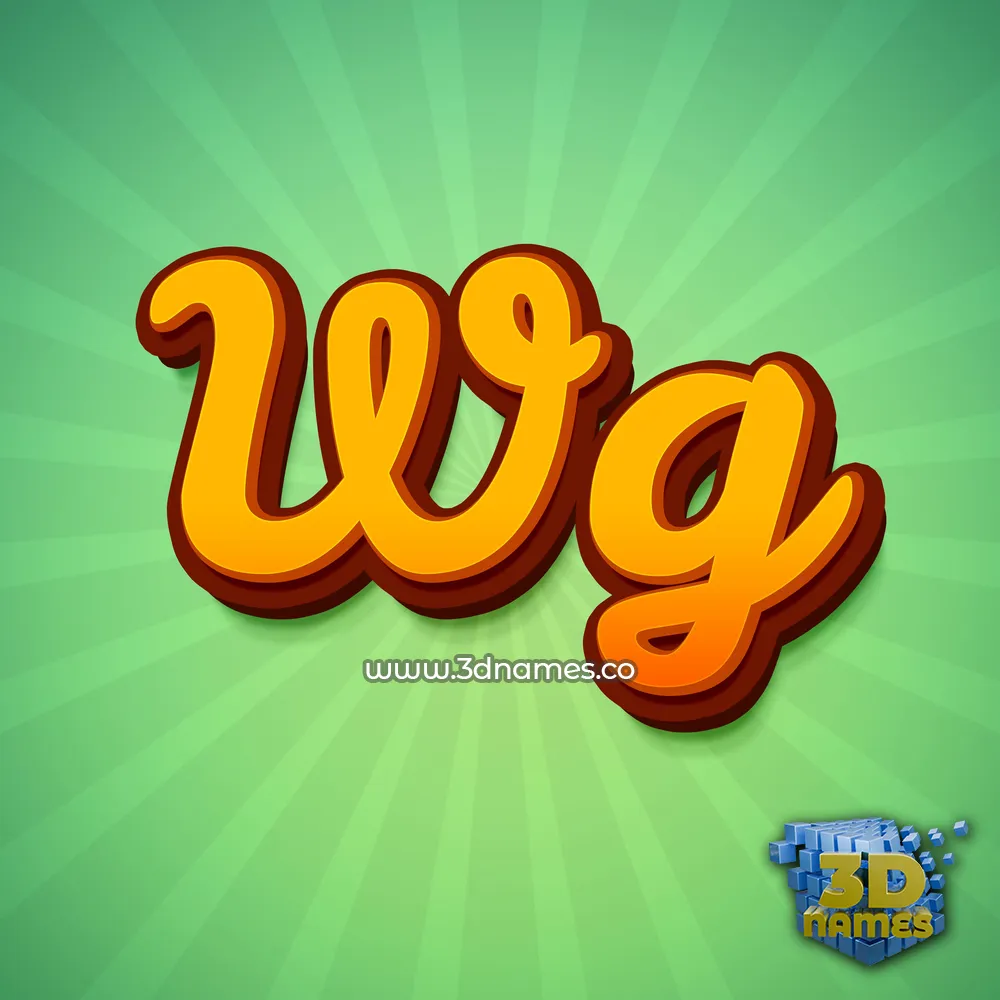 wg in Green Rays style - 3D name wallpaper