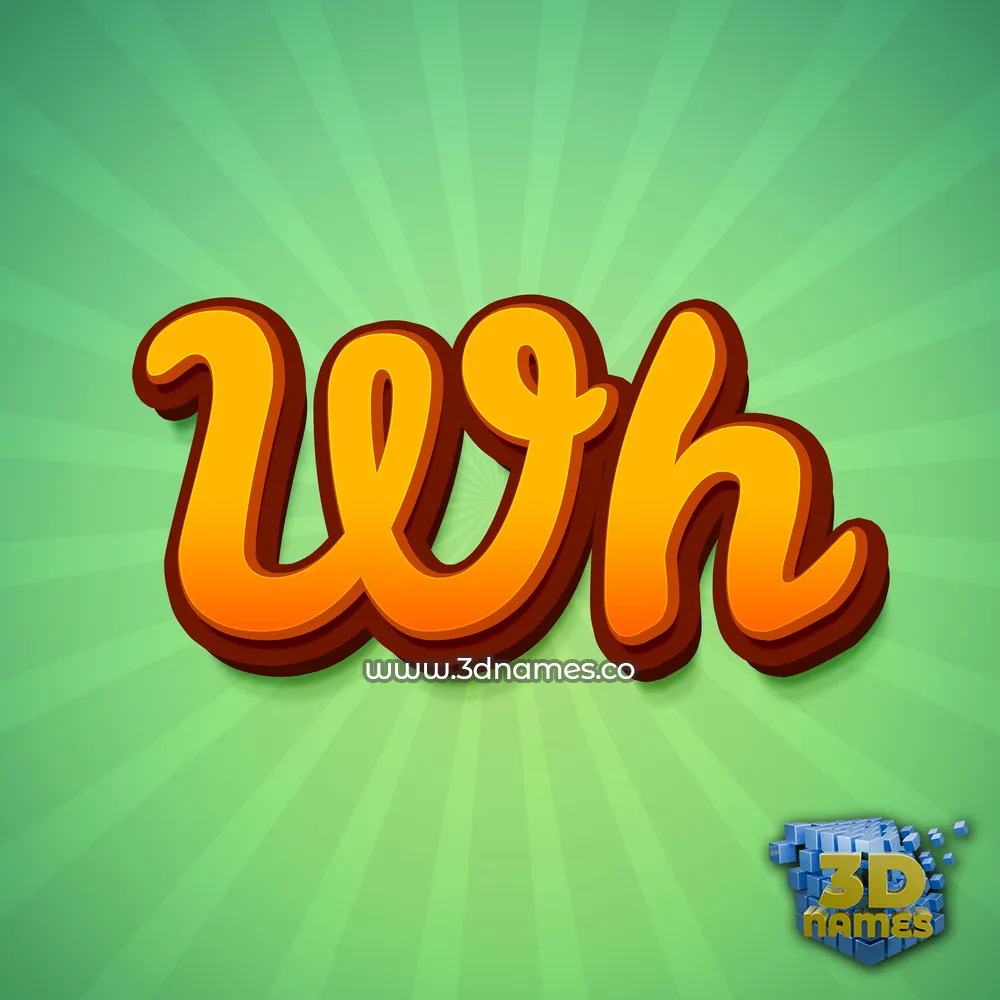 wh in Green Rays style - 3D name wallpaper