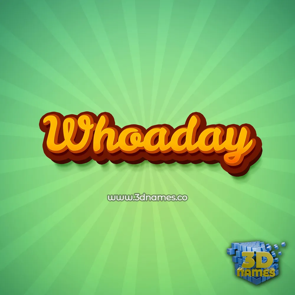 whoaday in Green Rays style - 3D name wallpaper
