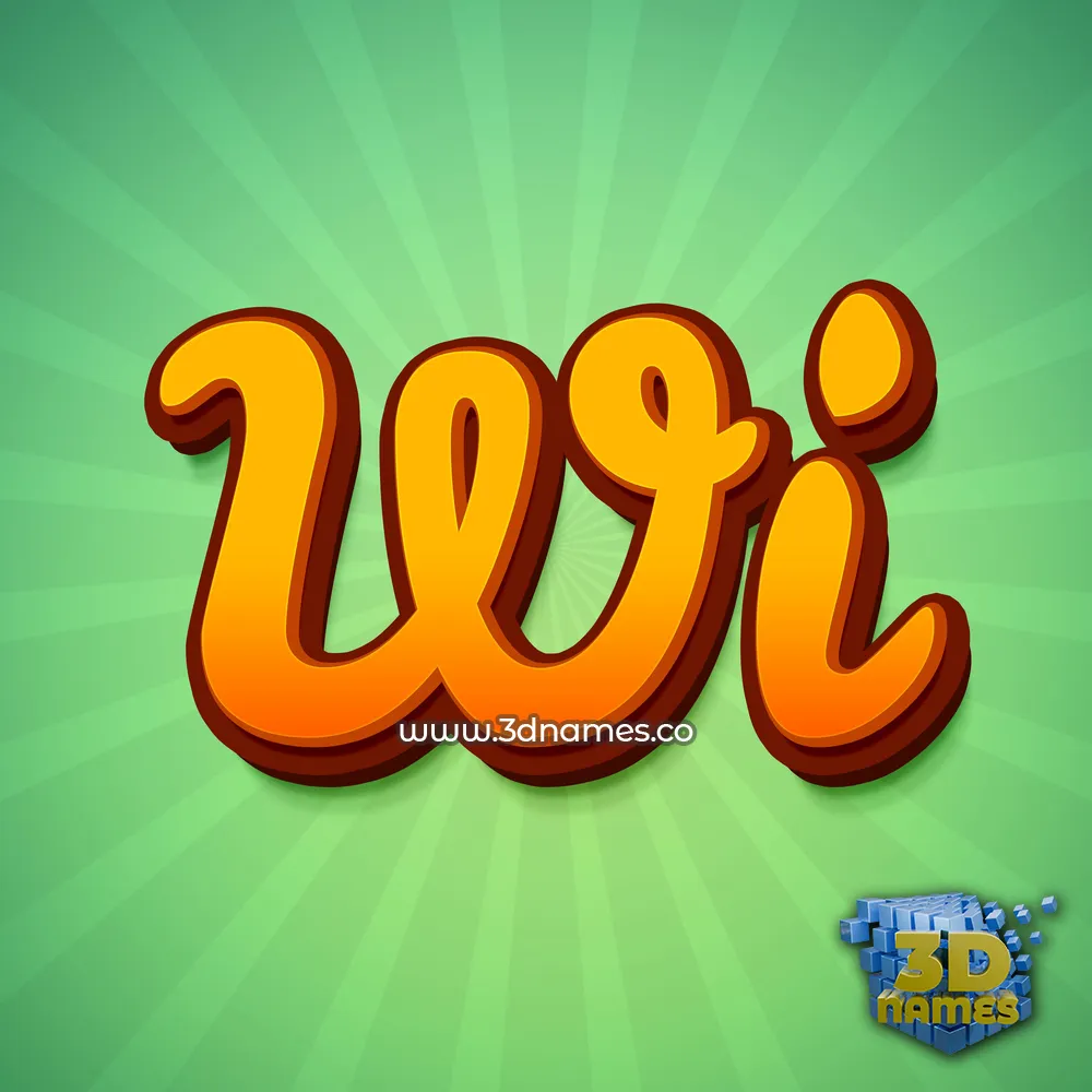 wi in Green Rays style - 3D name wallpaper