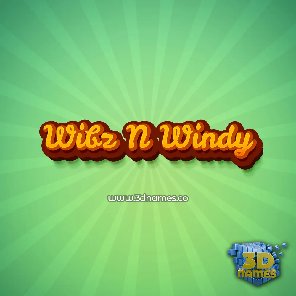wibz n windy in Green Rays style - 3D name wallpaper