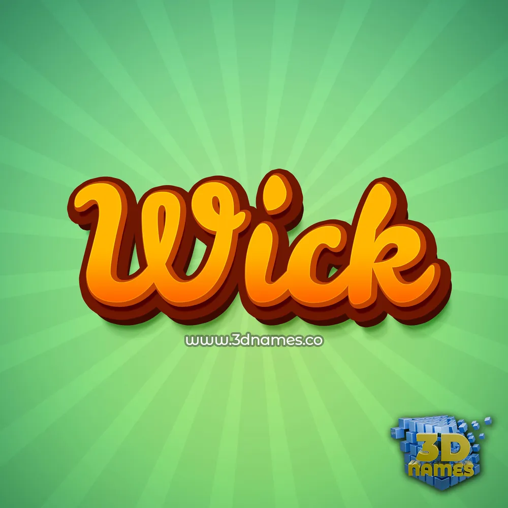 wick in Green Rays style - 3D name wallpaper